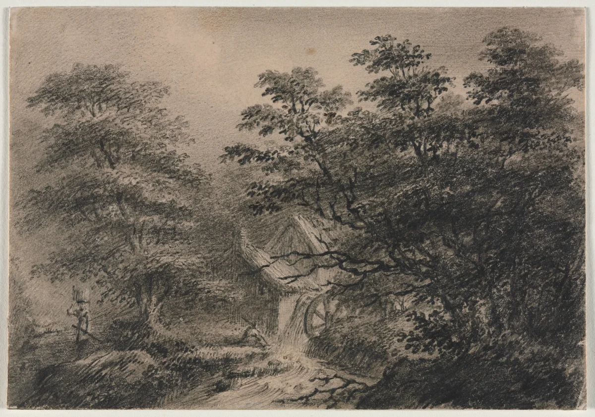 Landscape with a Mill by Charles Norris, drawing, 1810-1858