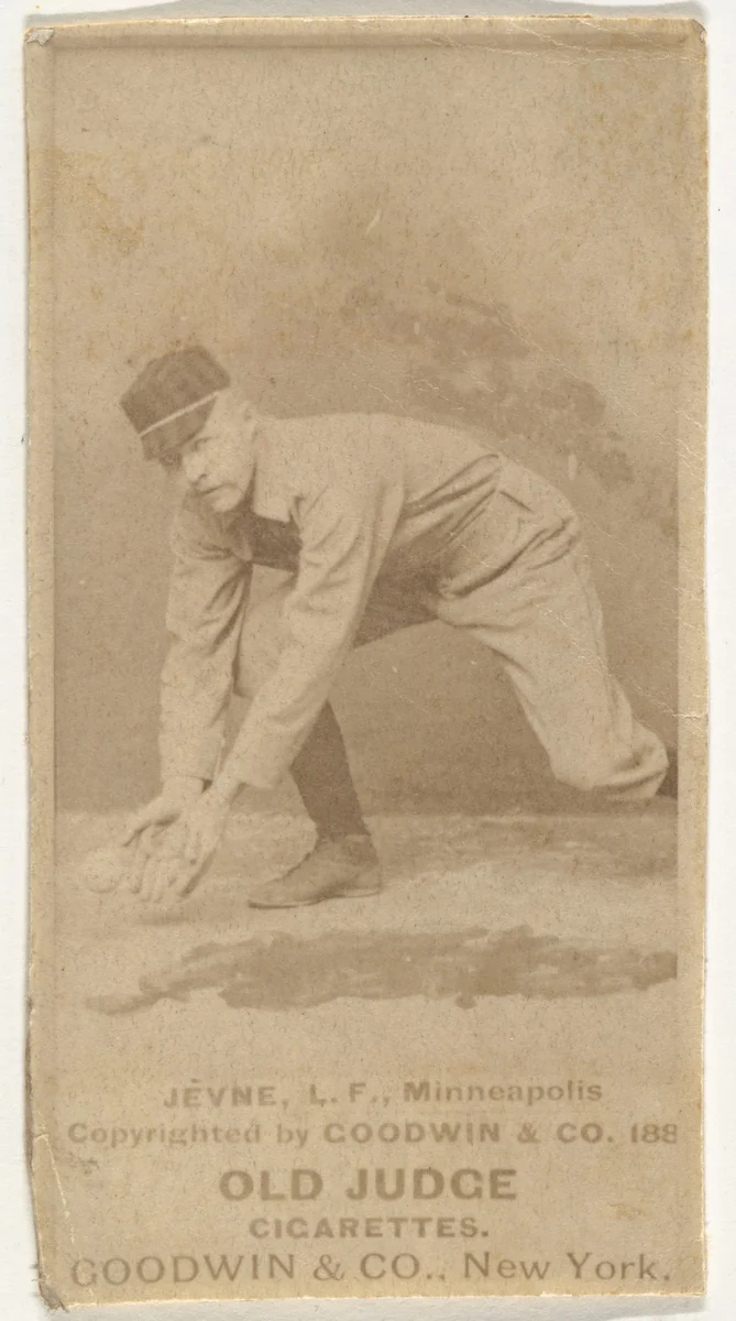 Frederick B. "Ned" Jevne, Left Field, Minneapolis, from the Old Judge series (N172) for Old Judge Cigarettes by Goodwin & Company, photograph, 1887-1890