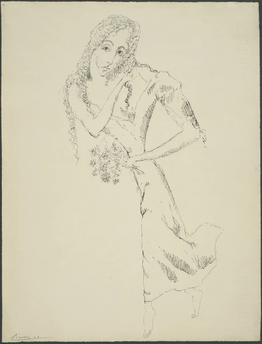 The Flower Girl by Pablo Picasso, drawing, 1906