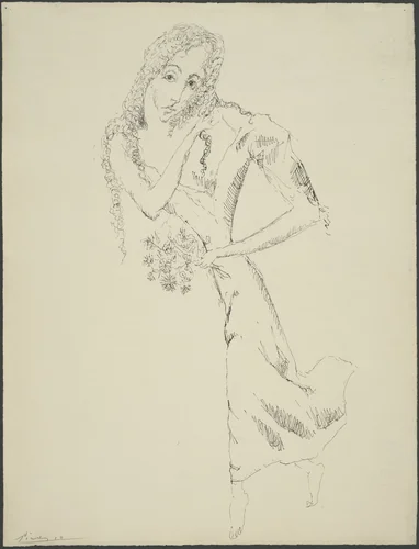 The Flower Girl by Pablo Picasso, drawing, 1906