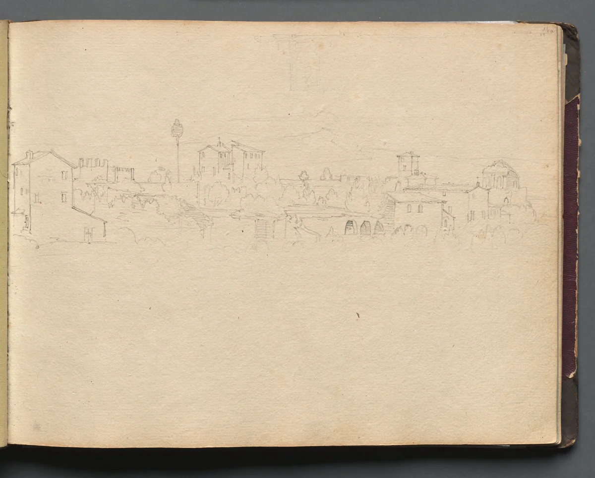 Album with Views of Rome and Surroundings, Landscape Studies, page 16a: Roman View by Franz Nadorp, book, 1830-1870