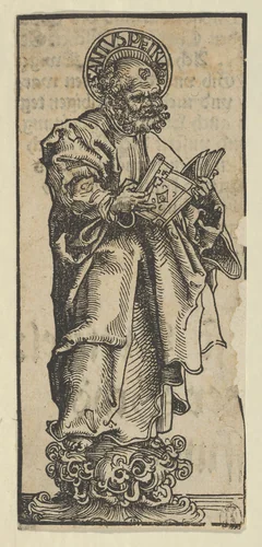 Silver Statuette of St. Peter, from the "Wittenberg Reliquaries" by Lucas Cranach, print, 1472-1553