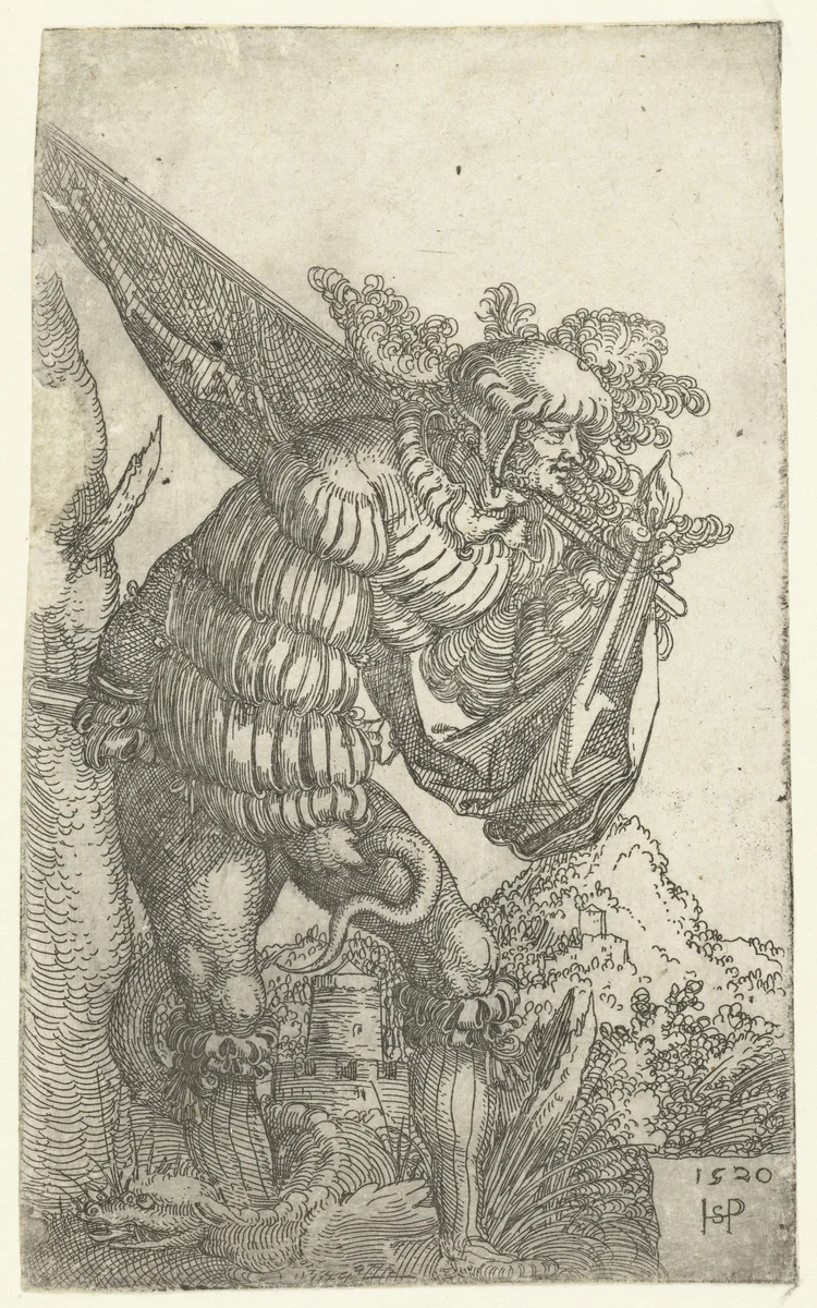 Vaandeldrager met een gevleugelde slang by Unknown, print, 1520