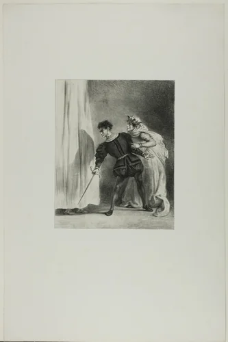 The Murder of Polonius by Eugène Delacroix, print, 1835-1843