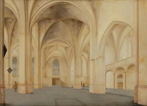 The Interior of the Cunerakerk in Rhenen by Pieter Saenredam, painting, 1655