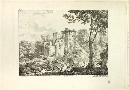 Landscape, plate I by Achille Etna Michallon, print, 1817