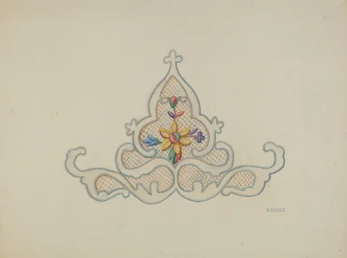 Motif of Wedding Dress Inset by Ruth Buker, index of american design, 1940