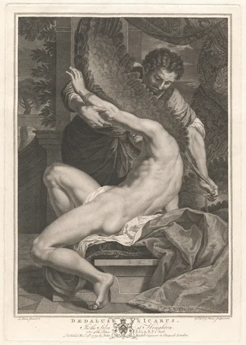 Daedalus and Icarus by Georg Siegmund Facius
Johann Gottlieb Facius
Charles Le Brun
John Boydell, print, 1779