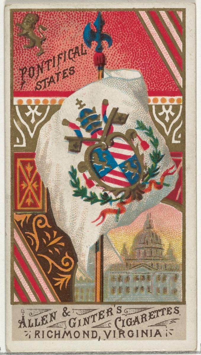 Pontifical States, from Flags of All Nations, Series 1 (N9) for Allen & Ginter Cigarettes Brands by Allen & Ginter, print, 1887
