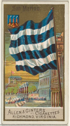 San Marino, from Flags of All Nations, Series 2 (N10) for Allen & Ginter Cigarettes Brands by Allen & Ginter, print, 1890