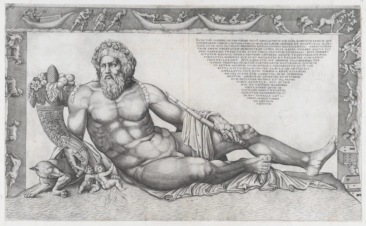 The Tiber, from "Speculum Romanae Magnificentiae" by Nicolas Beatrizet, print, 1530-1571