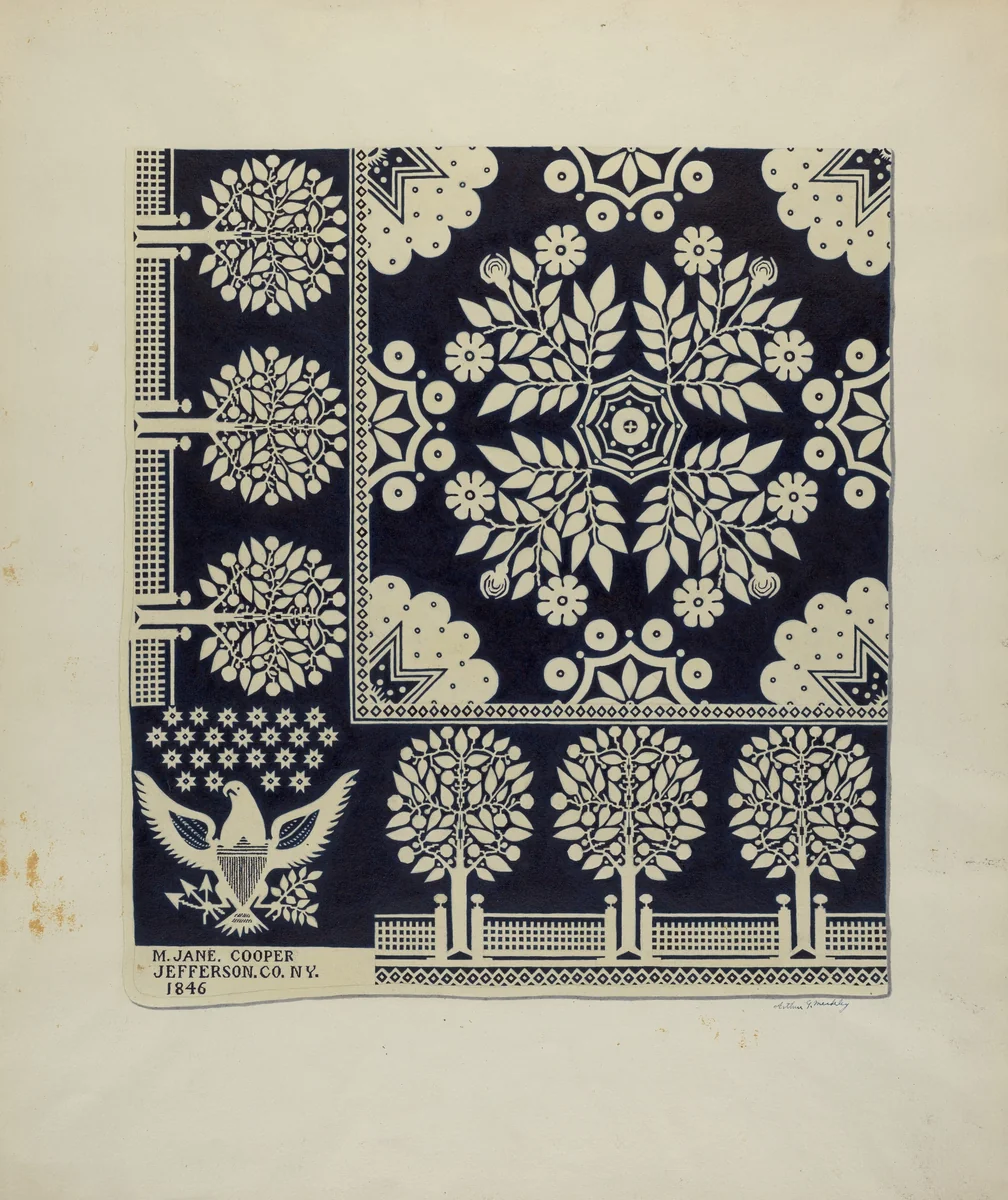 Tyler Coverlet by Arthur G. Merkley, index of american design, 1940