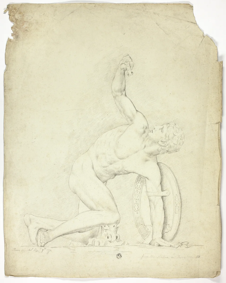 Wounded Warrior from the Statue in Rome by John Downman, drawing, 1794-1824