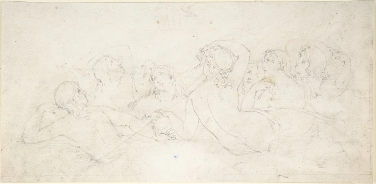Group of Sea Nymphs by William Pitts, drawing, 1805-1840