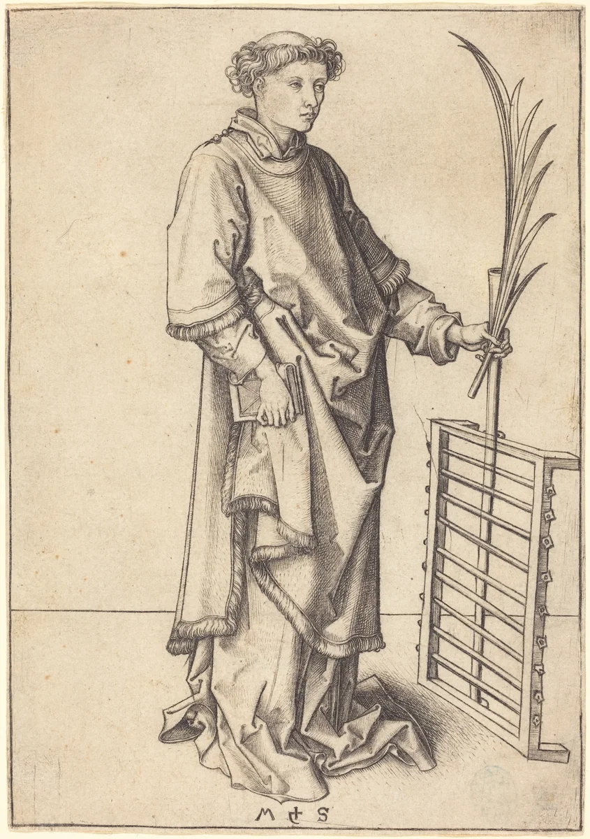 Saint Lawrence by Martin Schongauer, print, 1490-1491