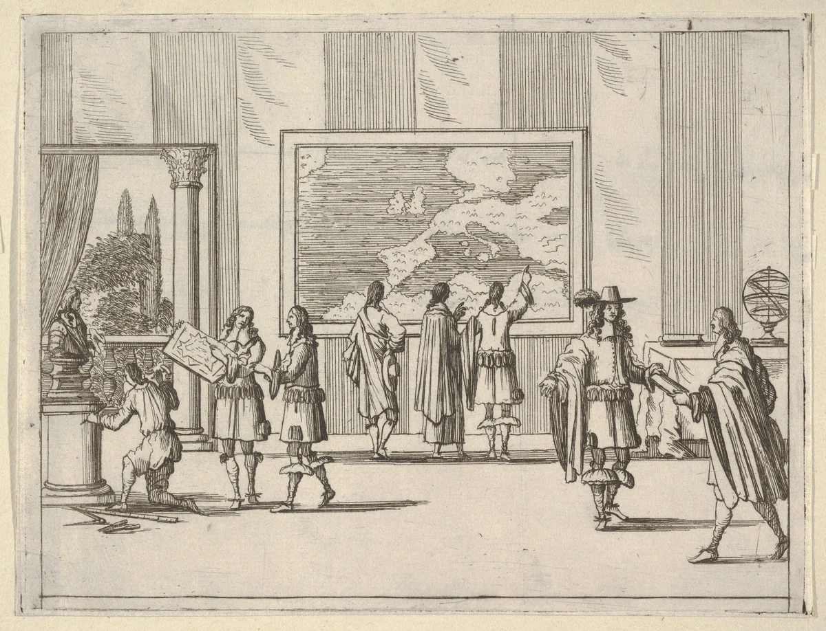 Francesco I d'Este Invites Foreign Scholars to Court, from "L'Idea di un Principe ed Eroe Cristiano in Francesco I d'Este, di Modena e Reggio Duca VIII [...]" by Bartolomeo Fenice, print, 1659