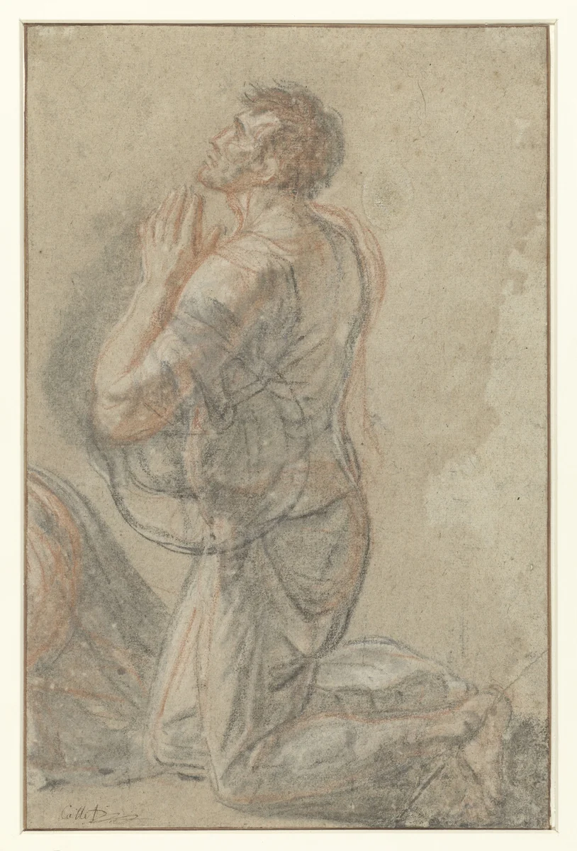 Heilige Afra ontvangen door de H. Ulrich by Christoph Amberger, drawing, 1550