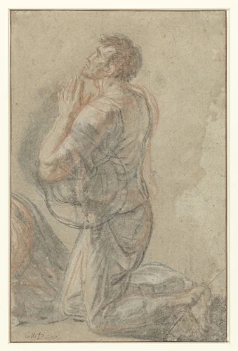 Heilige Afra ontvangen door de H. Ulrich by Christoph Amberger, drawing, 1550