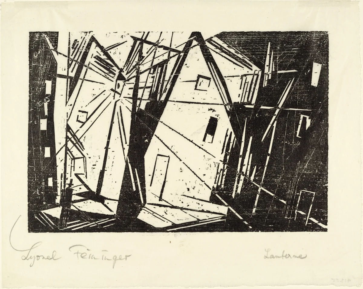 Street Lantern (Die Laterne) by Lyonel Feininger, print, 1918