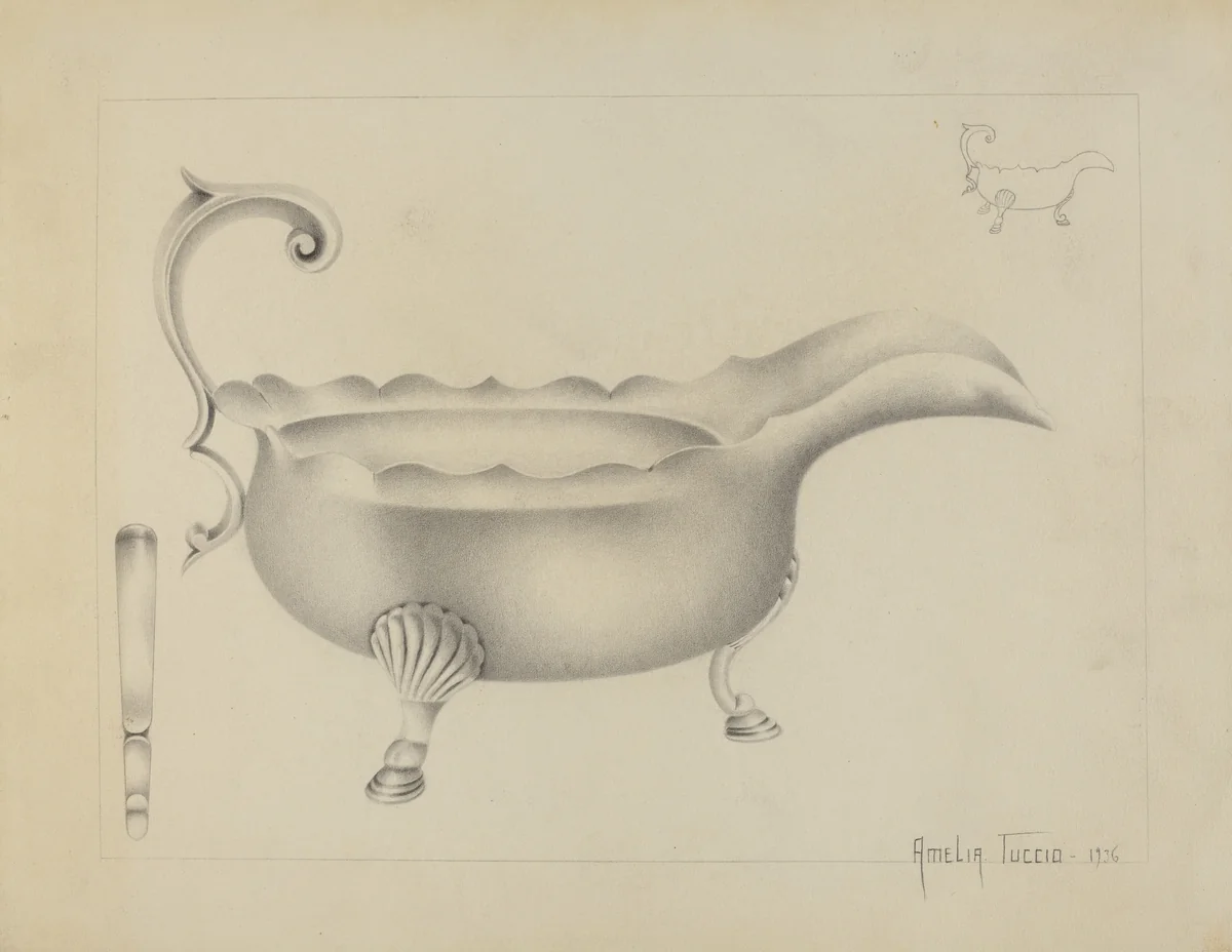 Silver Sauce Boat by Amelia Tuccio, index of american design, 1936