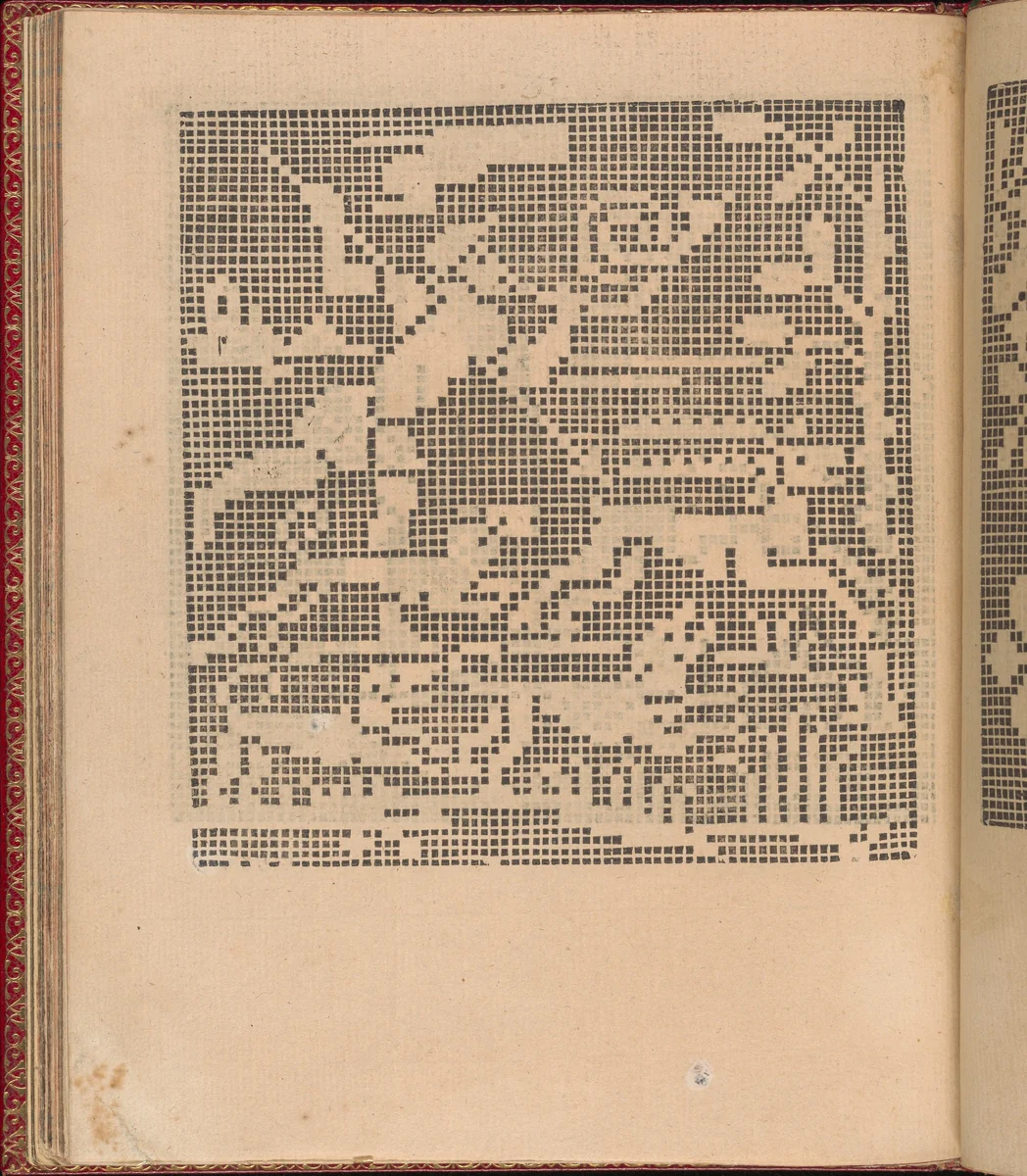 Les Singuliers et Nouveaux Portraicts... page 42 (verso) by Federico de Vinciolo, book, 1588
