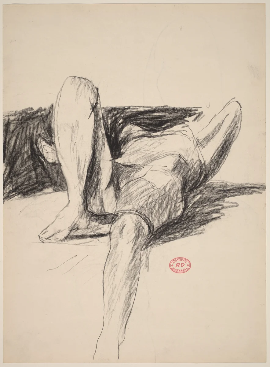 Untitled [reclining nude seen in deep perspective] [recto] by Richard Diebenkorn, drawing, 1955-1967