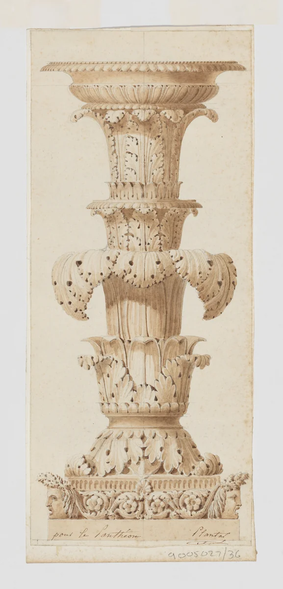 Design for a Torchère for the Pantheon by Jean-Baptiste Louis Plantar, drawing, 1840-1880