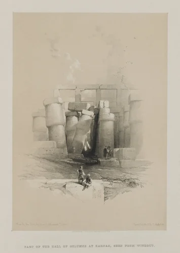 Egypt and Nubia, Volume II: Part of the Hall of Columns at Karnak, Thebes by Louis Haghe, print, 1847