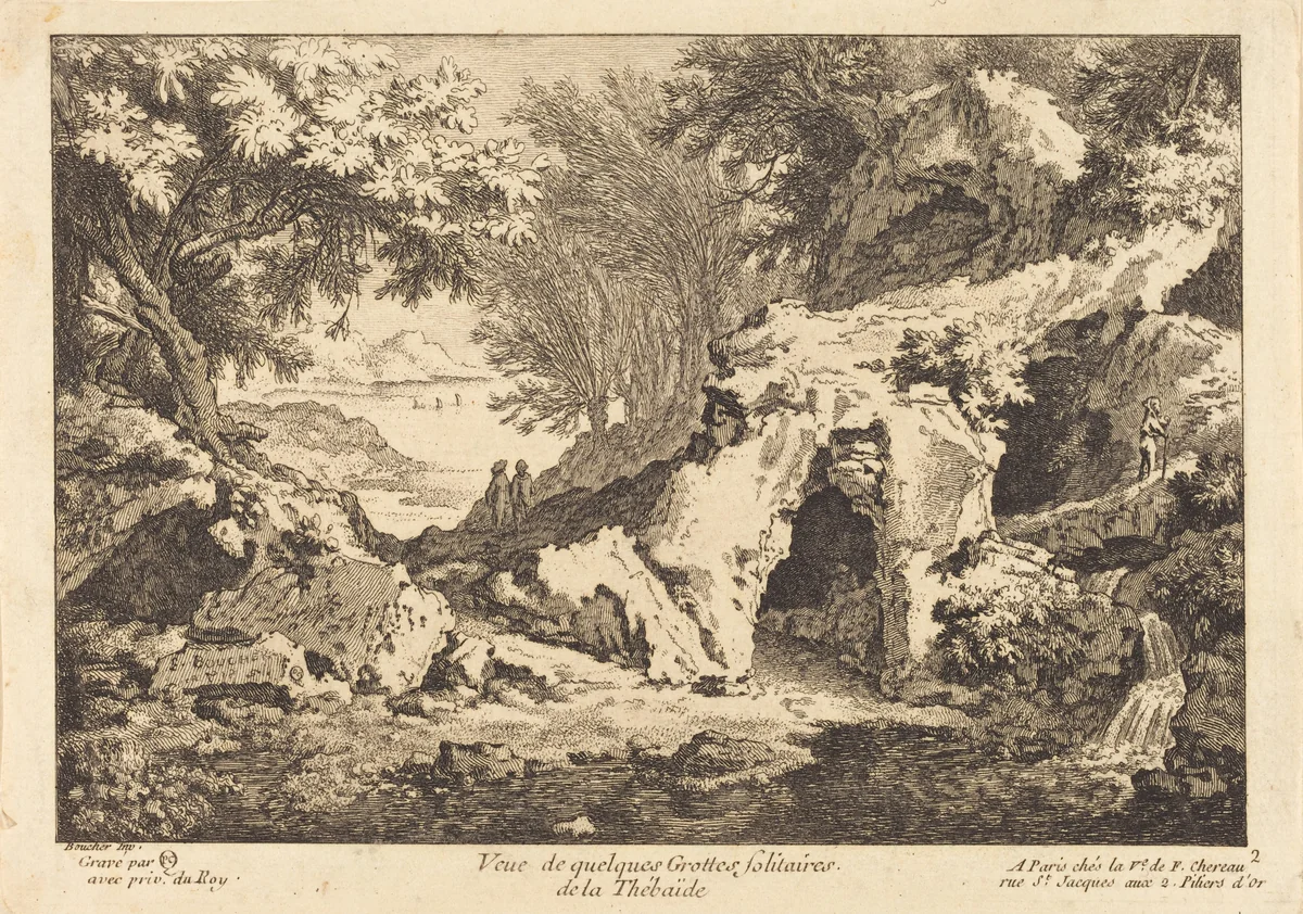 Veue de quelques Grottes solitaires de la Thebaide by François Boucher, print, 1705-1763