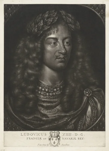 Portret van Lodewijk XIV, koning van Frankrijk by Jan van Somer, print, 1655-1700
