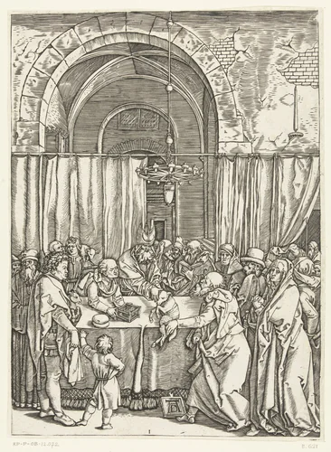 Joachims offer wordt geweigerd by Marcantonio Raimondi, print, 1510-1515