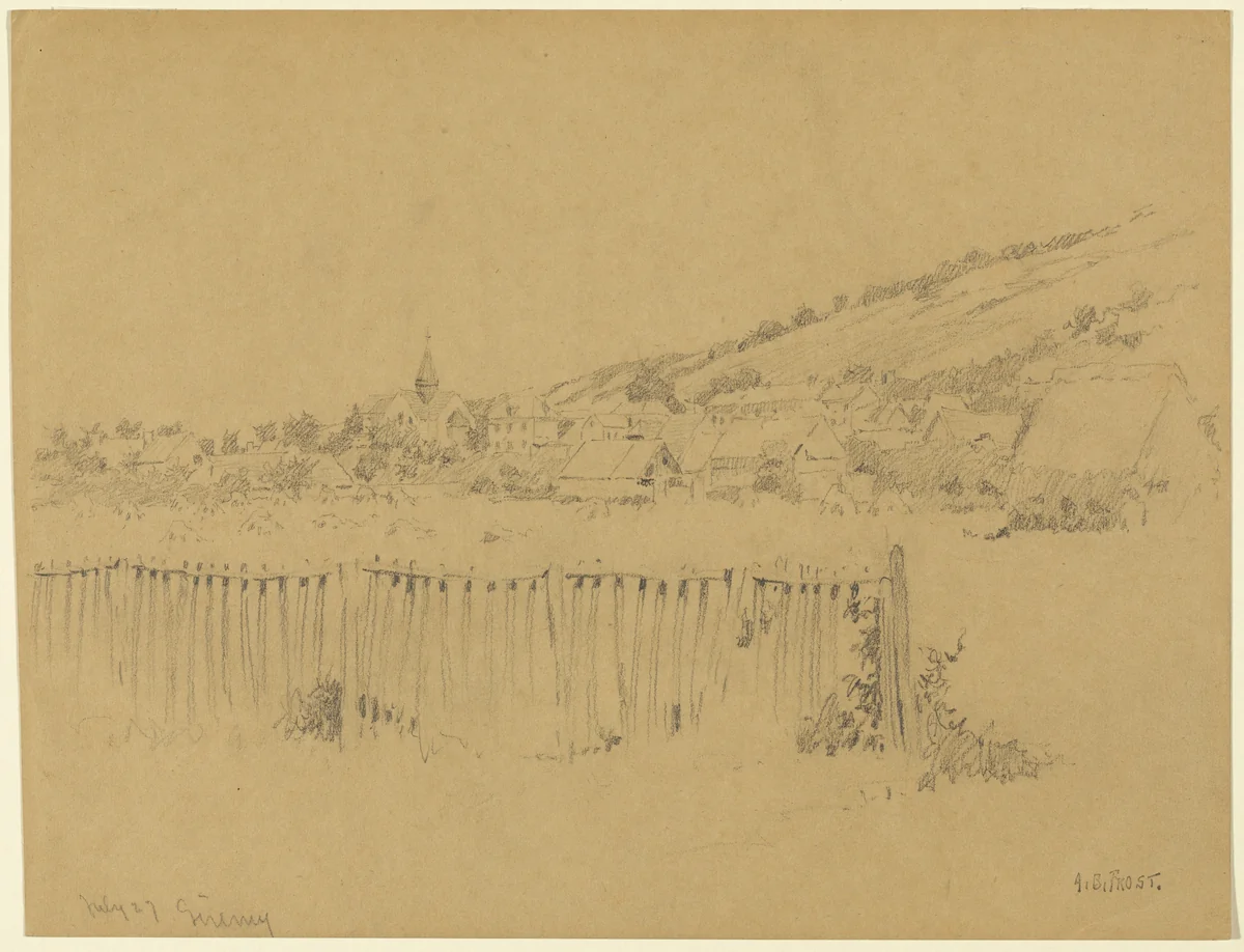 View of Giverny by Arthur B. Frost, drawing, 1908-1909