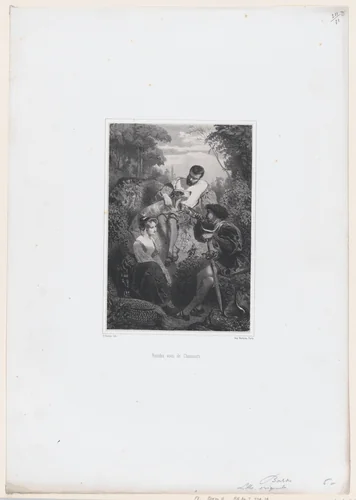 Meeting of the Hunters by Henri-Charles-Antoine Baron, print, 1849-1863