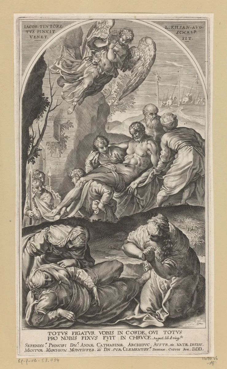 Graflegging van Christus by Unknown, print, 1589-1615