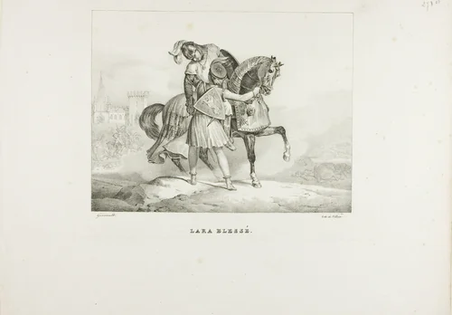 Lara Wounded by Jean Louis André Théodore Géricault, print, 1810-1830