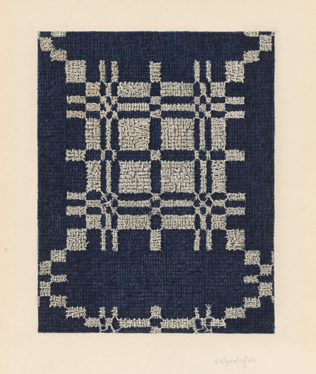 [Coverlet - section] by Cornelius Christoffels, index of american design, 1935-1942