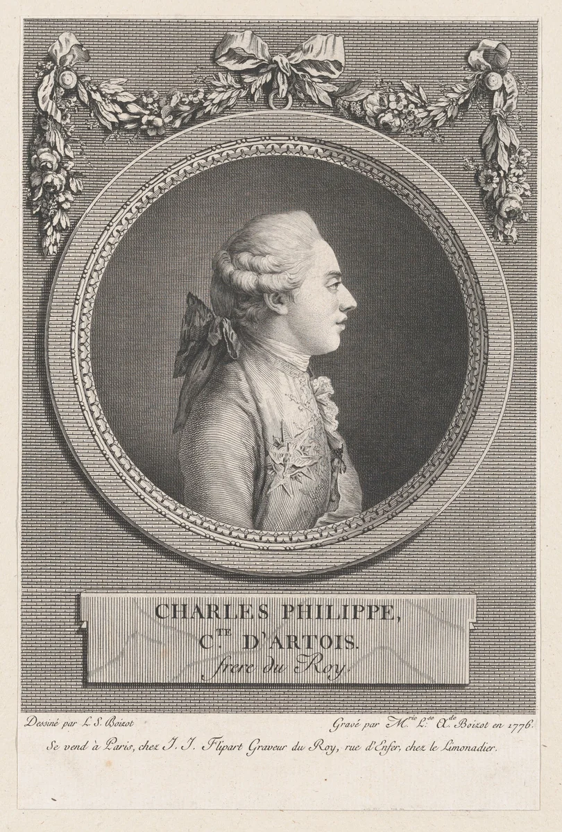 Charles Phillipe, Count of Artois, Brother of the King by Marie Louise Adélaide Boizot, print, 1776