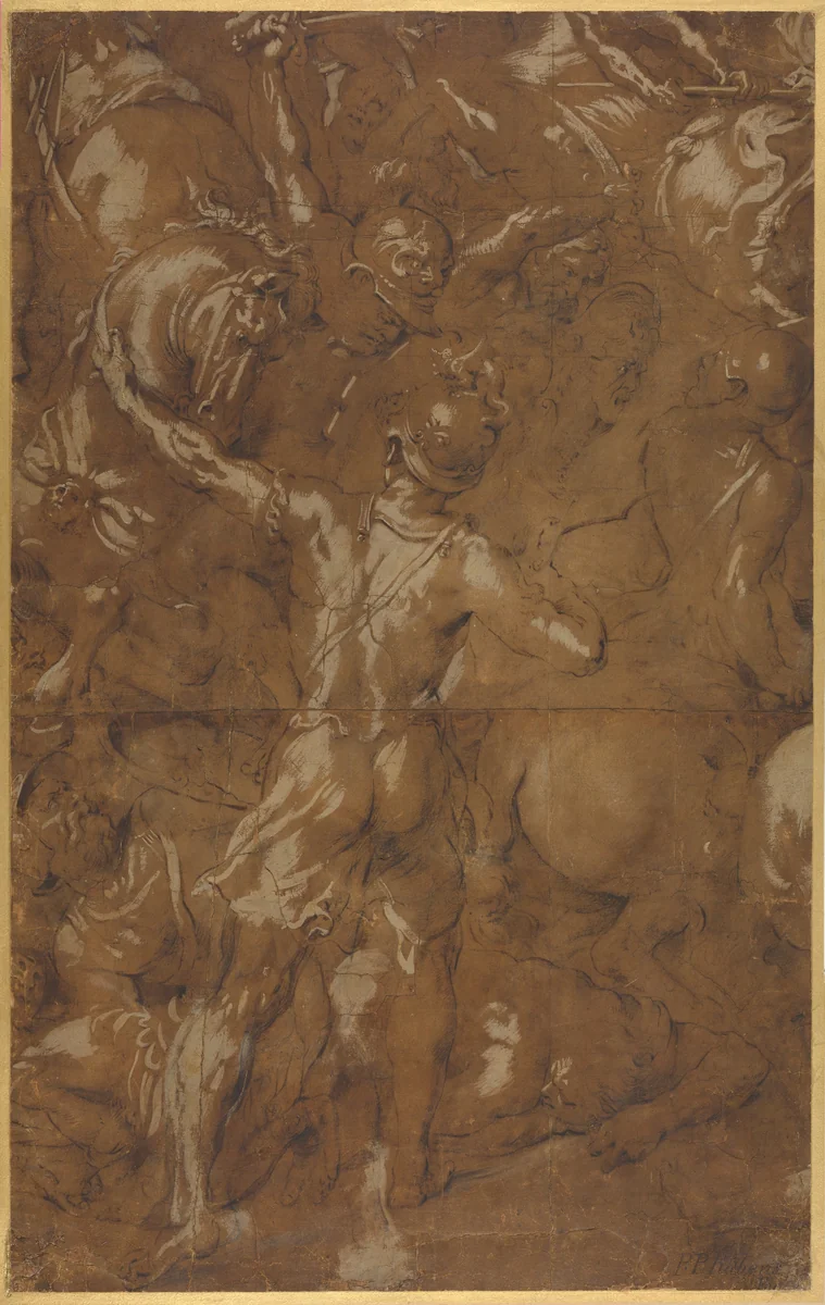 Battle Scene by Peter Paul Rubens, drawing, 1590-1640