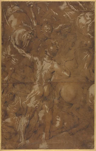 Battle Scene by Peter Paul Rubens, drawing, 1590-1640