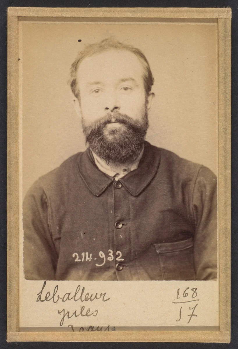 Leballeur. Jules, Léon. 29 (ou 30) ans, né à Rouissé Jassée (Sarthe). Cordonnier. Anarchiste. 1/3/94. by Alphonse Bertillon, photograph, 1894