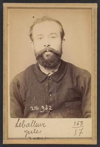 Leballeur. Jules, Léon. 29 (ou 30) ans, né à Rouissé Jassée (Sarthe). Cordonnier. Anarchiste. 1/3/94. by Alphonse Bertillon, photograph, 1894
