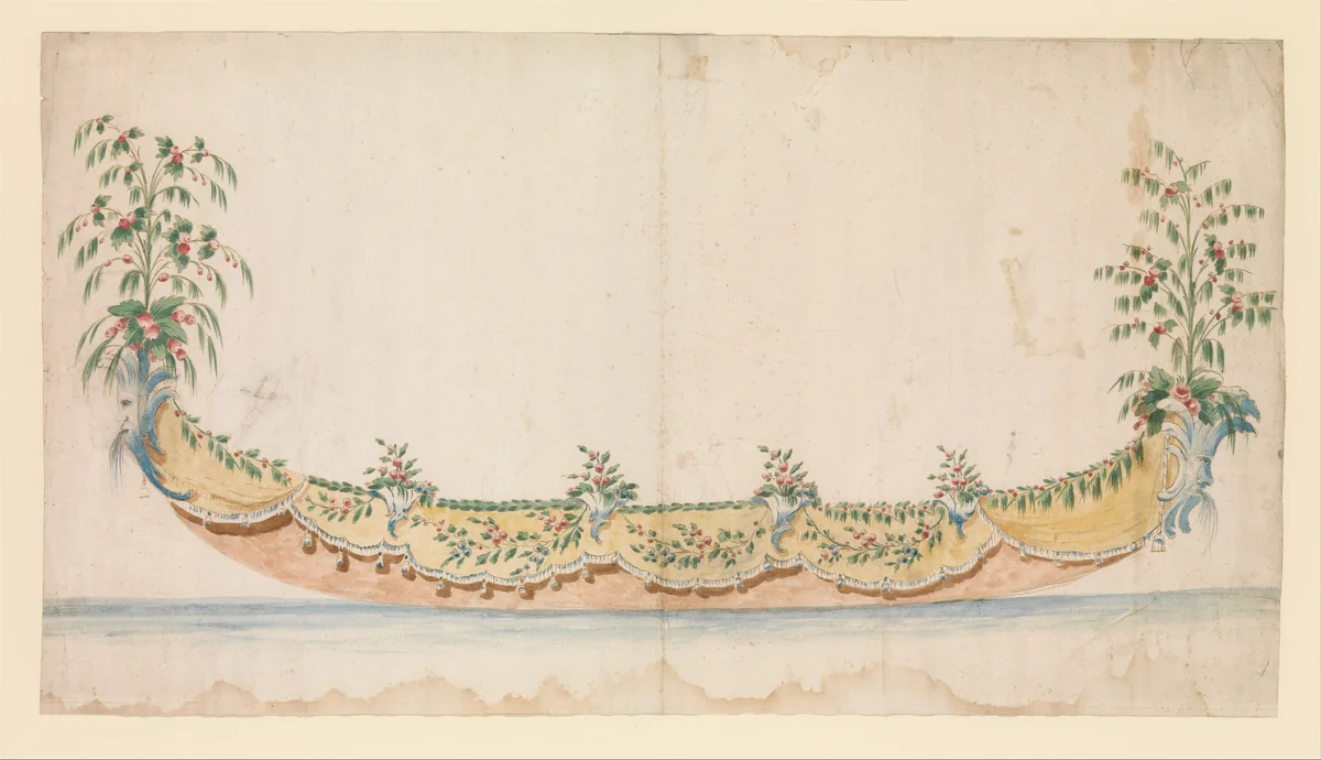 Design for a Gondola Decorated for a Festive Occassion by anonymous, drawing, 1750-1780