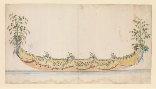 Design for a Gondola Decorated for a Festive Occassion by anonymous, drawing, 1750-1780
