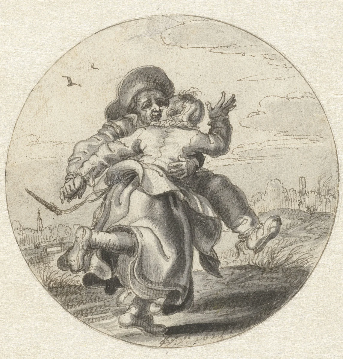 Dancing Couple by Adriaen Pietersz van de Venne, drawing, 1625