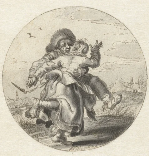 Dancing Couple by Adriaen Pietersz van de Venne, drawing, 1625