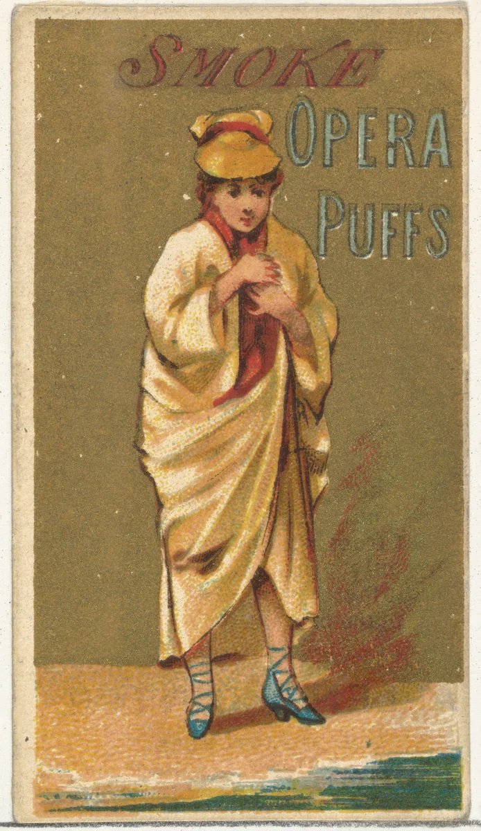 From the Girls and Children series (N65) promoting Opera Puffs Cigarettes for Allen & Ginter brand tobacco products by Allen & Ginter, print, 1884-1891