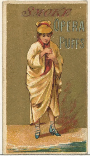 From the Girls and Children series (N65) promoting Opera Puffs Cigarettes for Allen & Ginter brand tobacco products by Allen & Ginter, print, 1884-1891