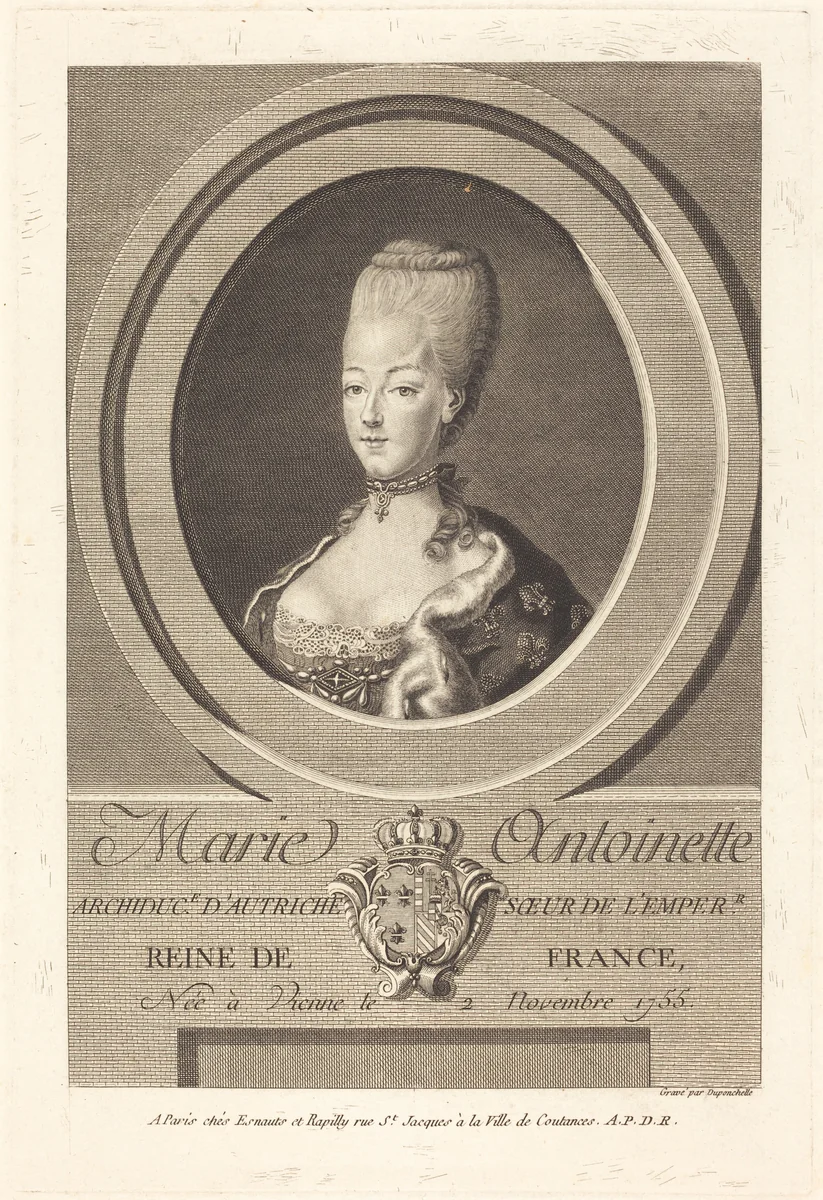 Marie-Antoinette by Charles-Eugene Duponchel, print, 1774-1793