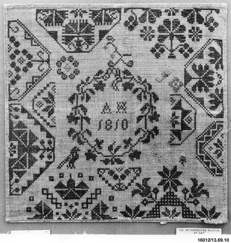 Embroidered Sampler by A. H., artwork, 1810