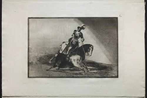 Bullfights: Charles V spearing a bull by Francisco de Goya, print, 1816-1876